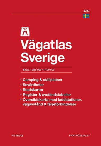 Omslag till boken M Vägatlas Sverige 2022 : Skala 1:250.000-1:400.000