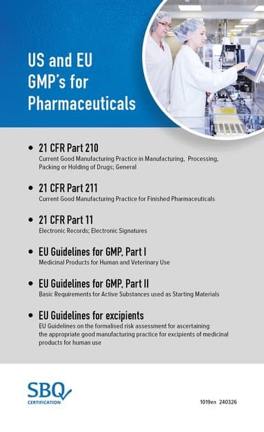 US and EU GMP's for pharmaceuticals (Multi GMP booklet)